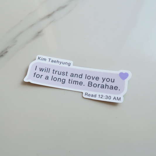 taehyung | borahae text | waterproof sticker